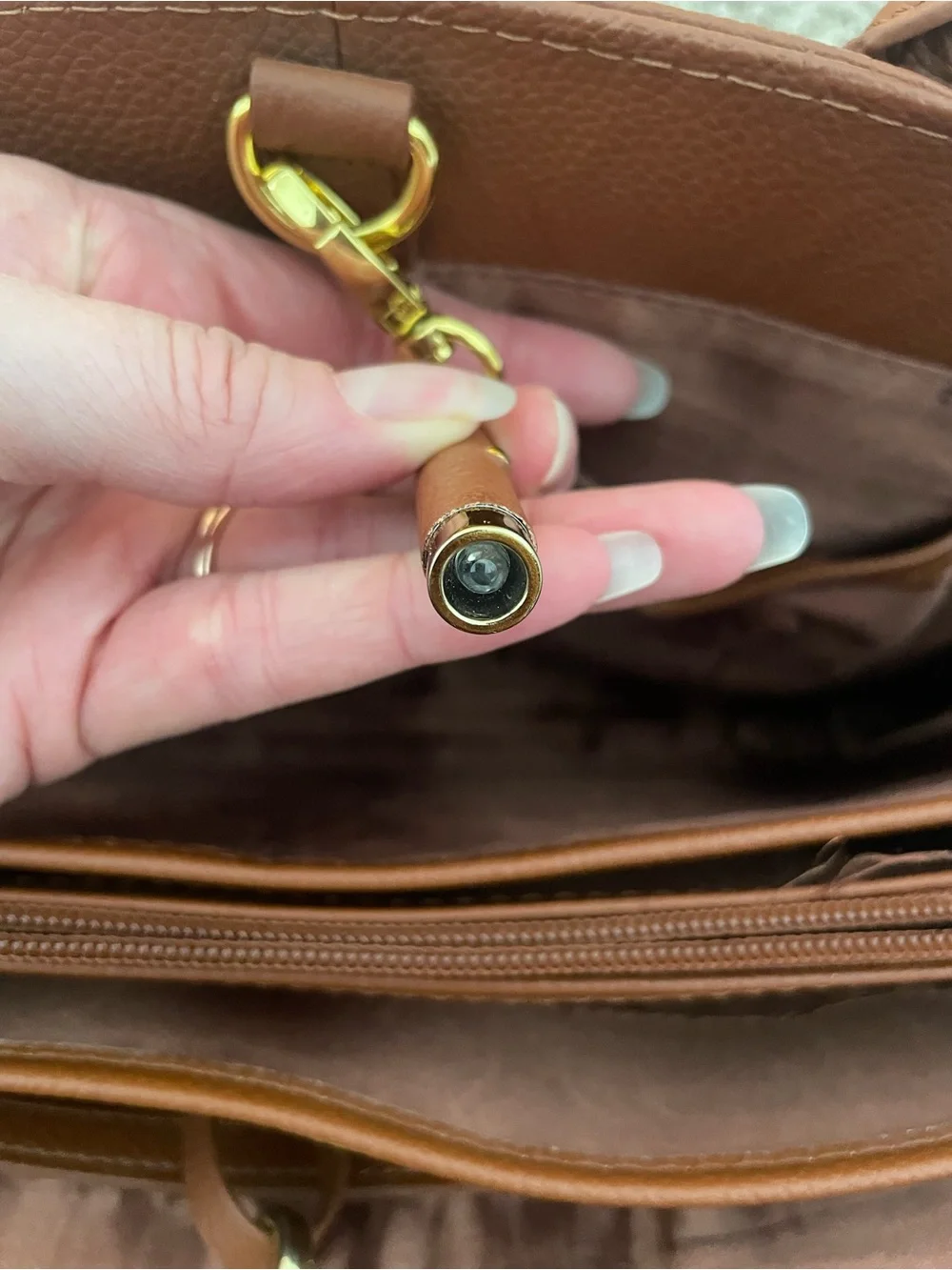 JOY & IMAN Essentials Brown Leather Tote w/ Original Watch and Flashlight